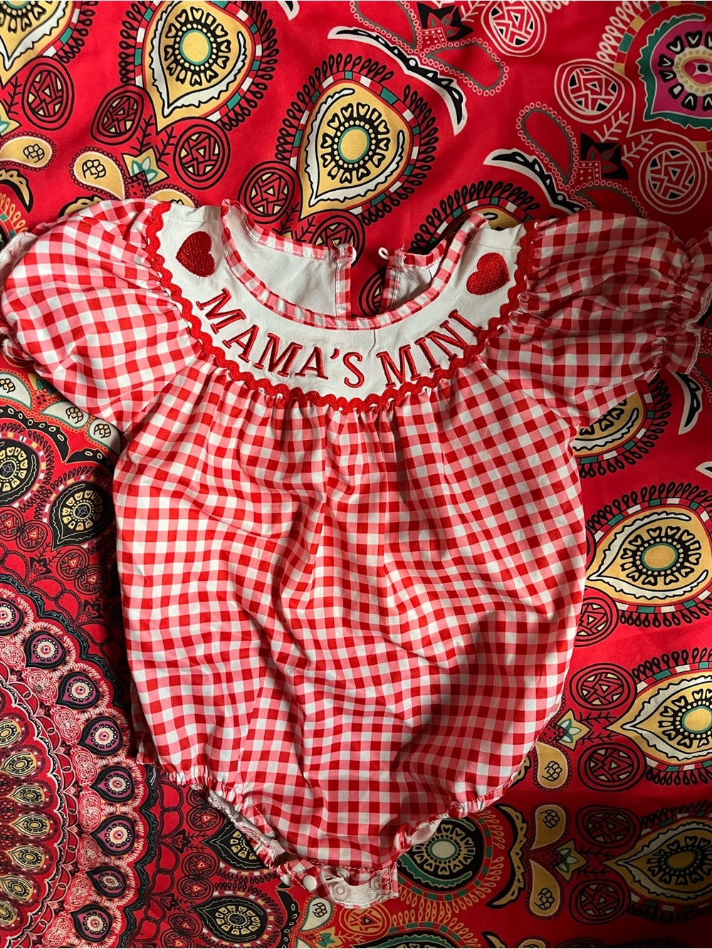 Red Gingham Baby Girl Bodysuit